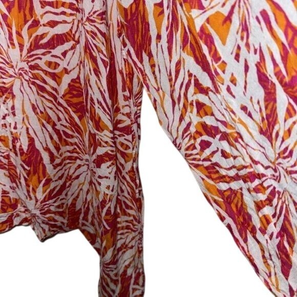 Laundry By Shelli Segal Orange & Red Leaf Print Kimono Cardigan O/S Viscose Wome - Picture 2 of 5